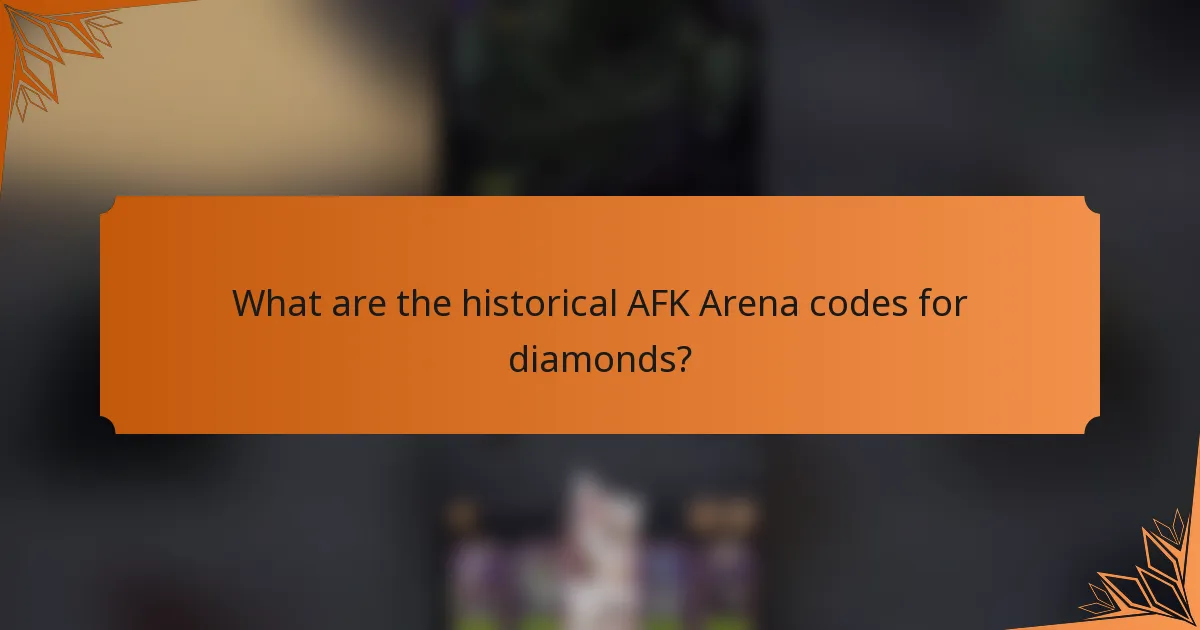What are the historical AFK Arena codes for diamonds?
