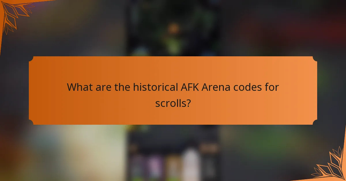 What are the historical AFK Arena codes for scrolls?