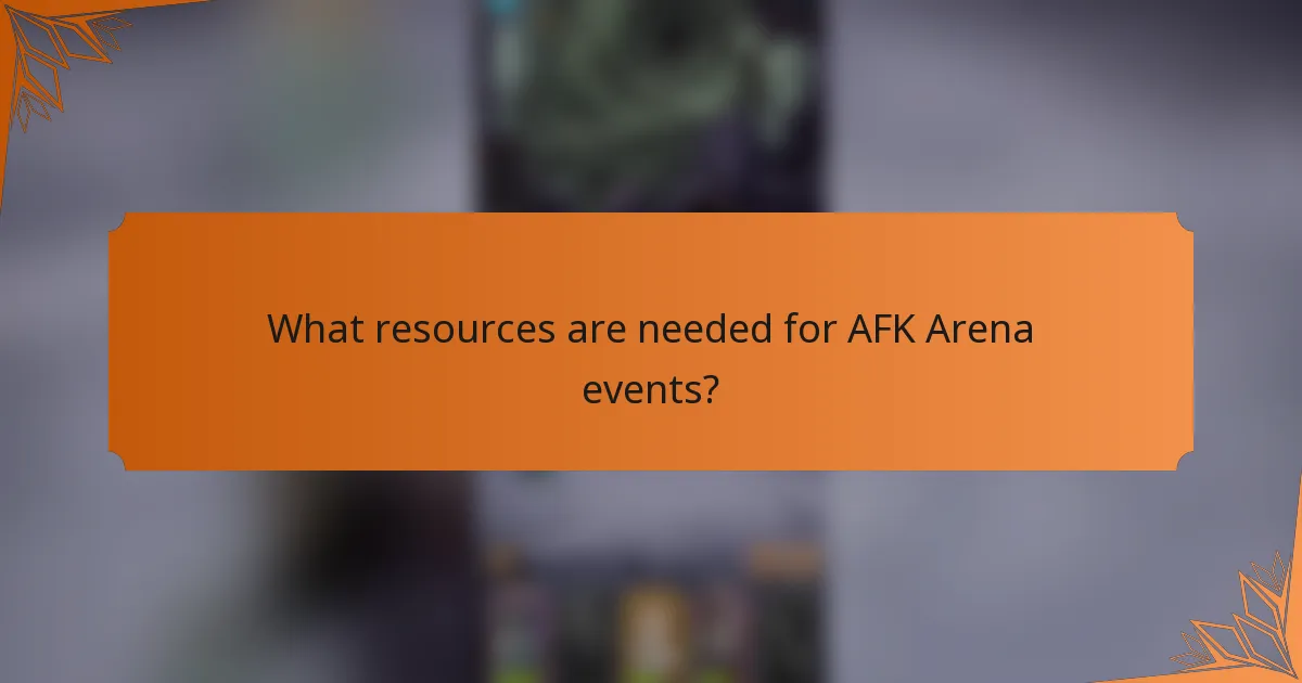 What resources are needed for AFK Arena events?